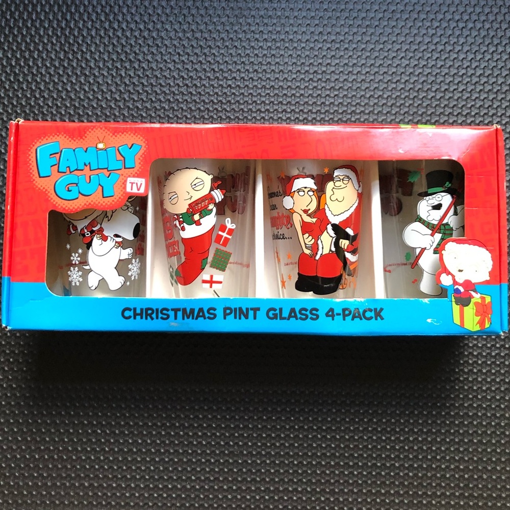 Family Guy Christmas Pint Glass Set of 4 NEW 🎄 - Picture 3 of 6